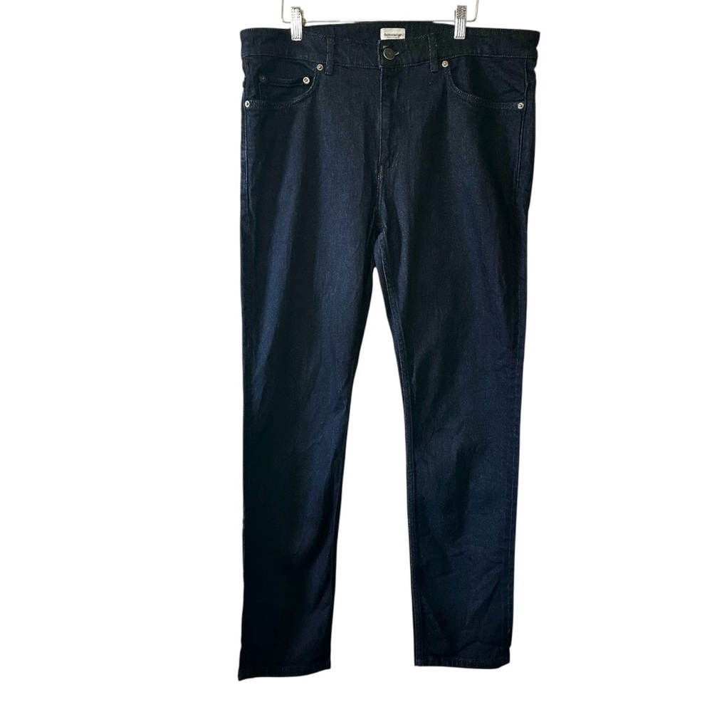 HESSNATUR Men’s Dark Blue JASPER Organic Cotton Slim Denim Jeans- Size 36 x 31.5